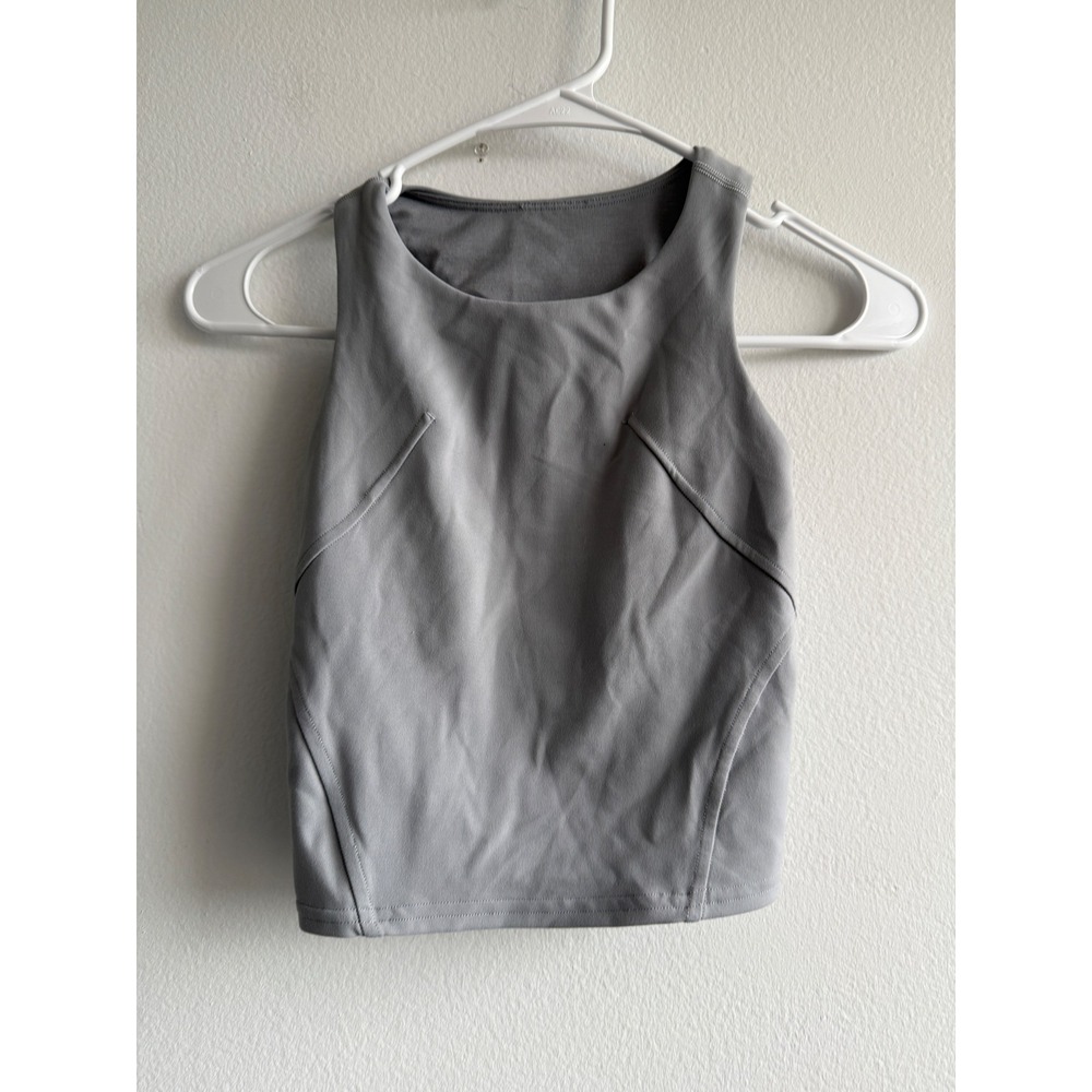 Lululemon Wunder train Tank Top Grey High‎ Neck Racerback Size 0